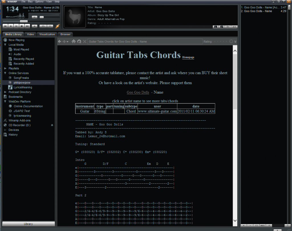 Winamp Guitar Tabs Chords